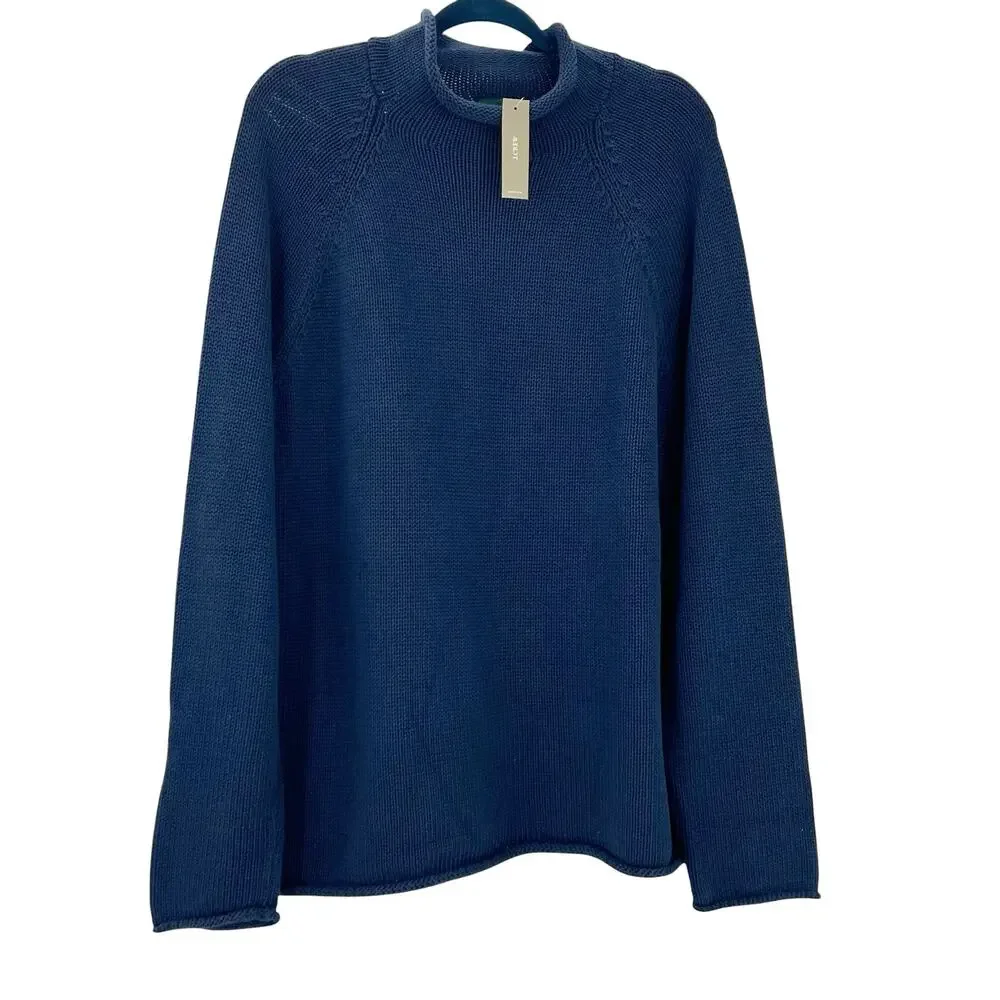 J. Crew Men's Heritage 1988 Cotton Roll-Neck Sweater Navy Size L NWT